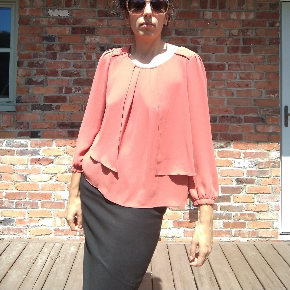 Carnelian Japan 100% Silk Burned Orange Blouse